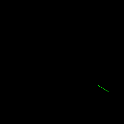 VICA renderer output: a sparse green radial wind segment